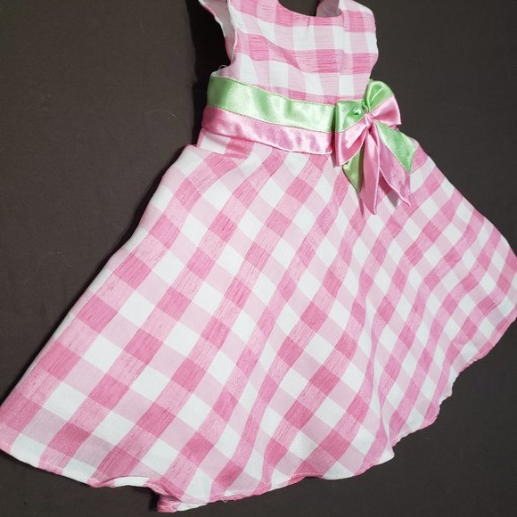 Pink Plaid Easter Dress With Diaper Cover and Sash Bow Youngland Size 12 Months - Picture 3 of 7